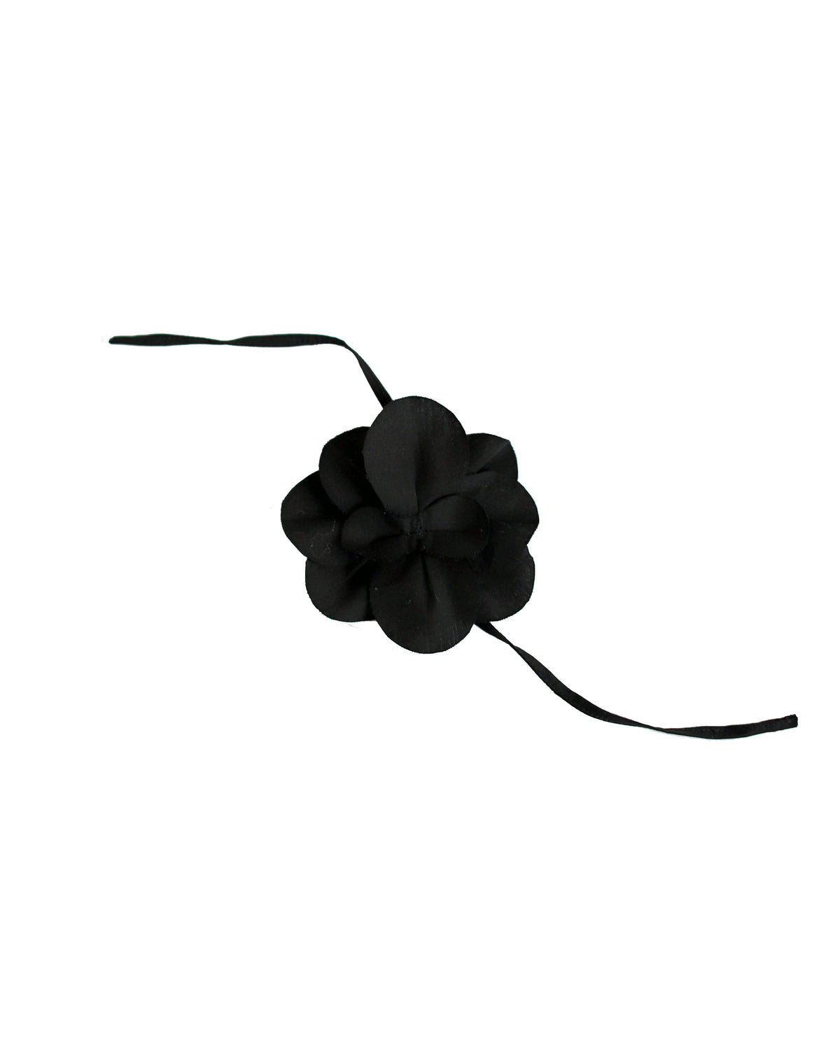 Camellia Flower Tie Brooch Noir