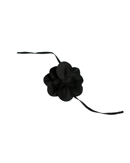 Camellia Flower Tie Brooch - Noir
