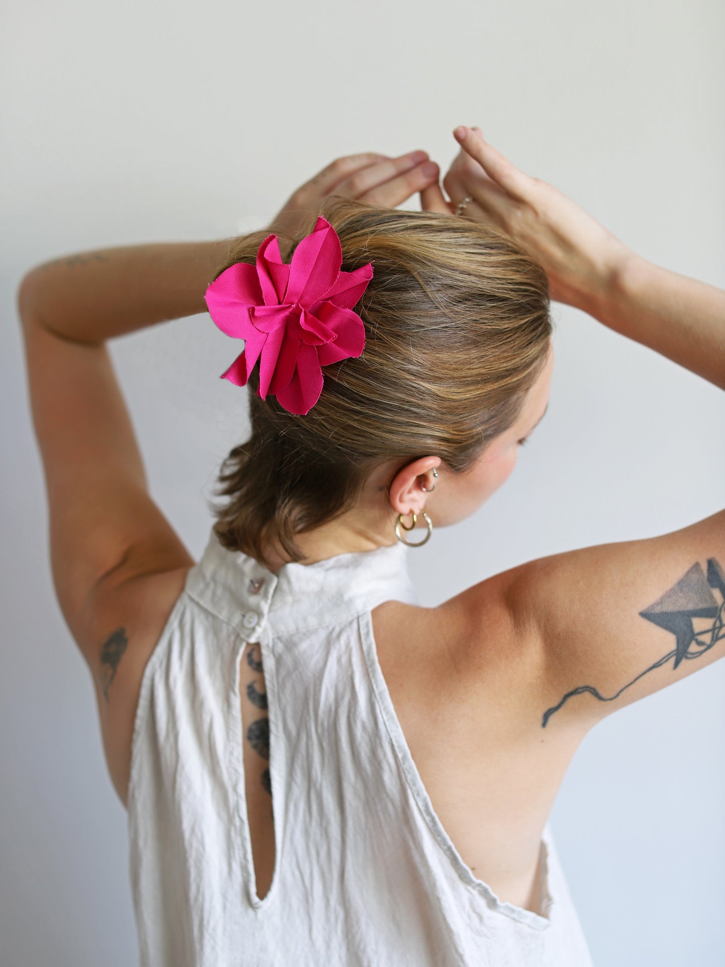 Blue Nude ~ Slow Fashion Brand - Camellia Tie Brooch in Magenta Pink