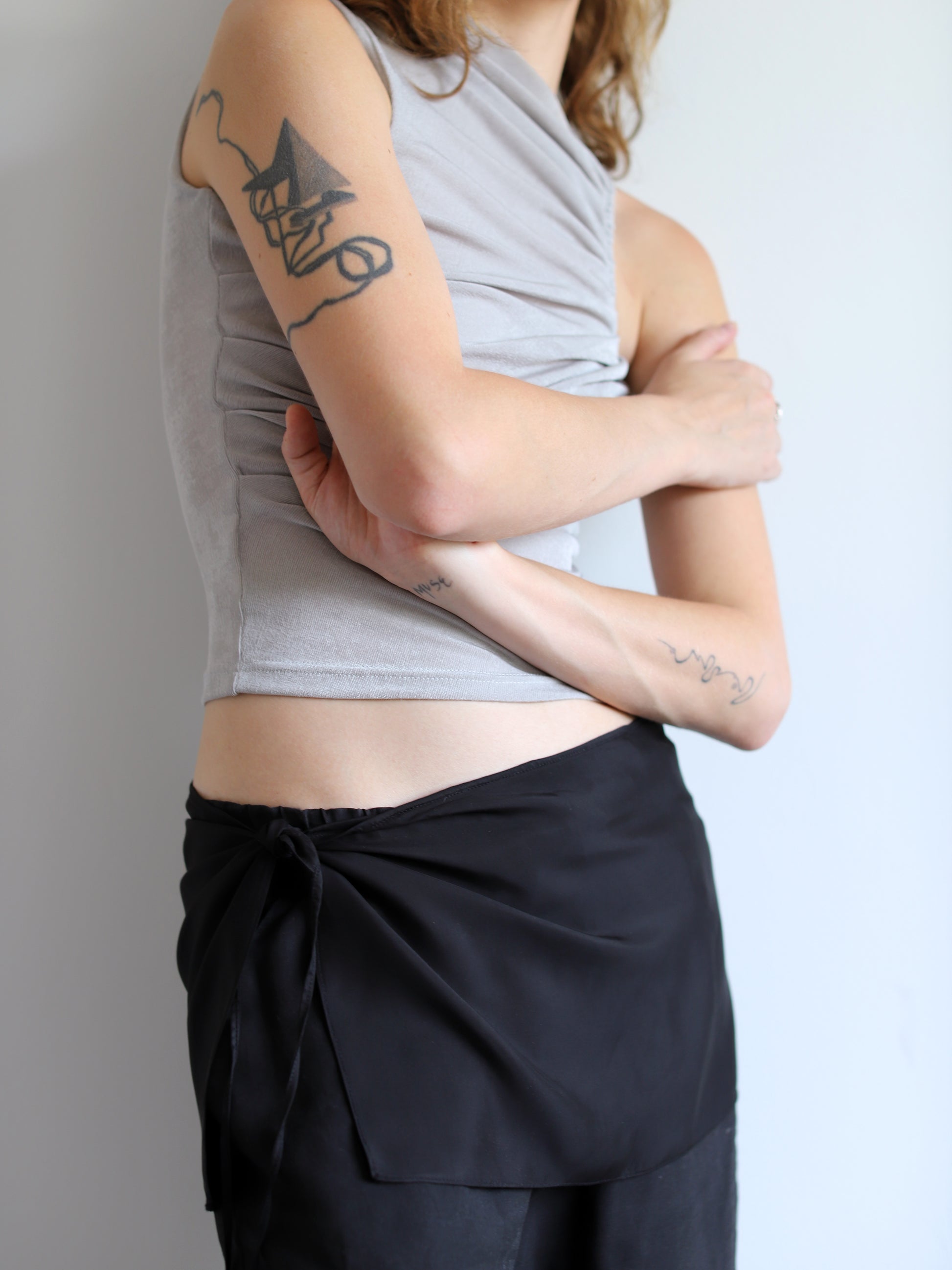Blue Nude ~ Slow Fashion Brand - Obscura Wrap Tie Skirt in Pitch Black