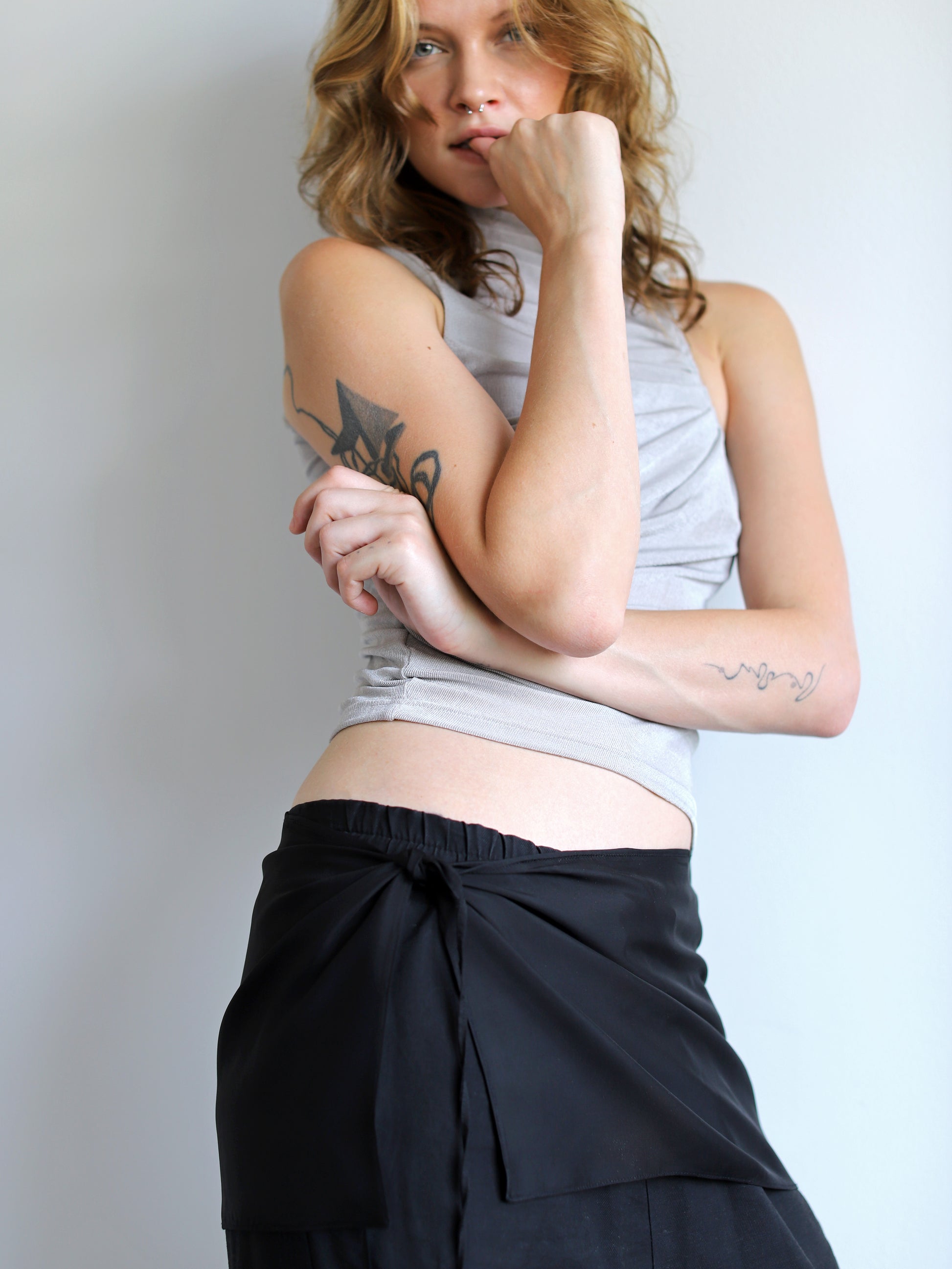 Blue Nude ~ Slow Fashion Brand - Obscura Wrap Tie Skirt in Pitch Black