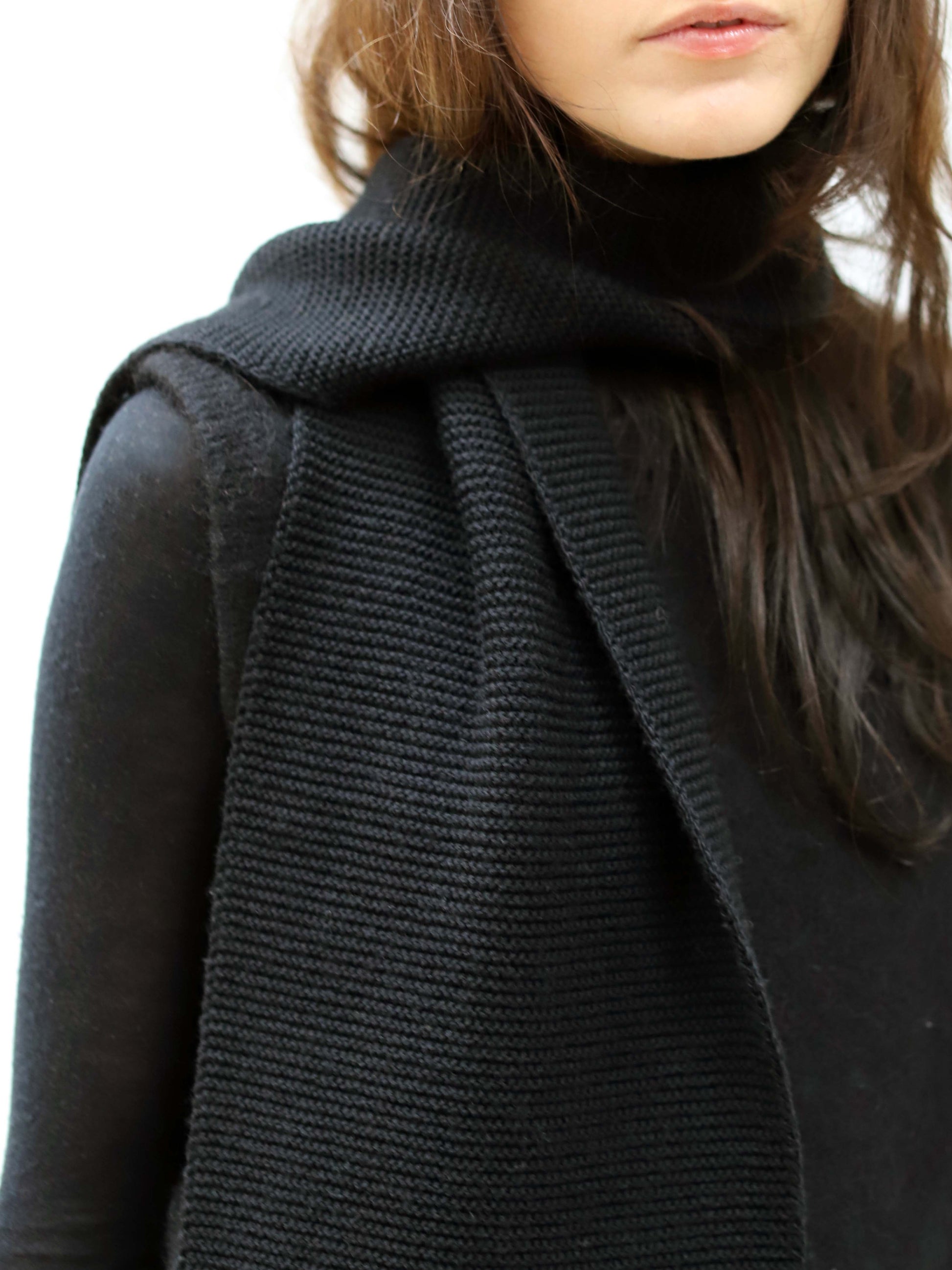 Blue Nude ~ Slow Fashion Brand - Mosaic Merino Wool & Alpaca Scarf in Black Chequer