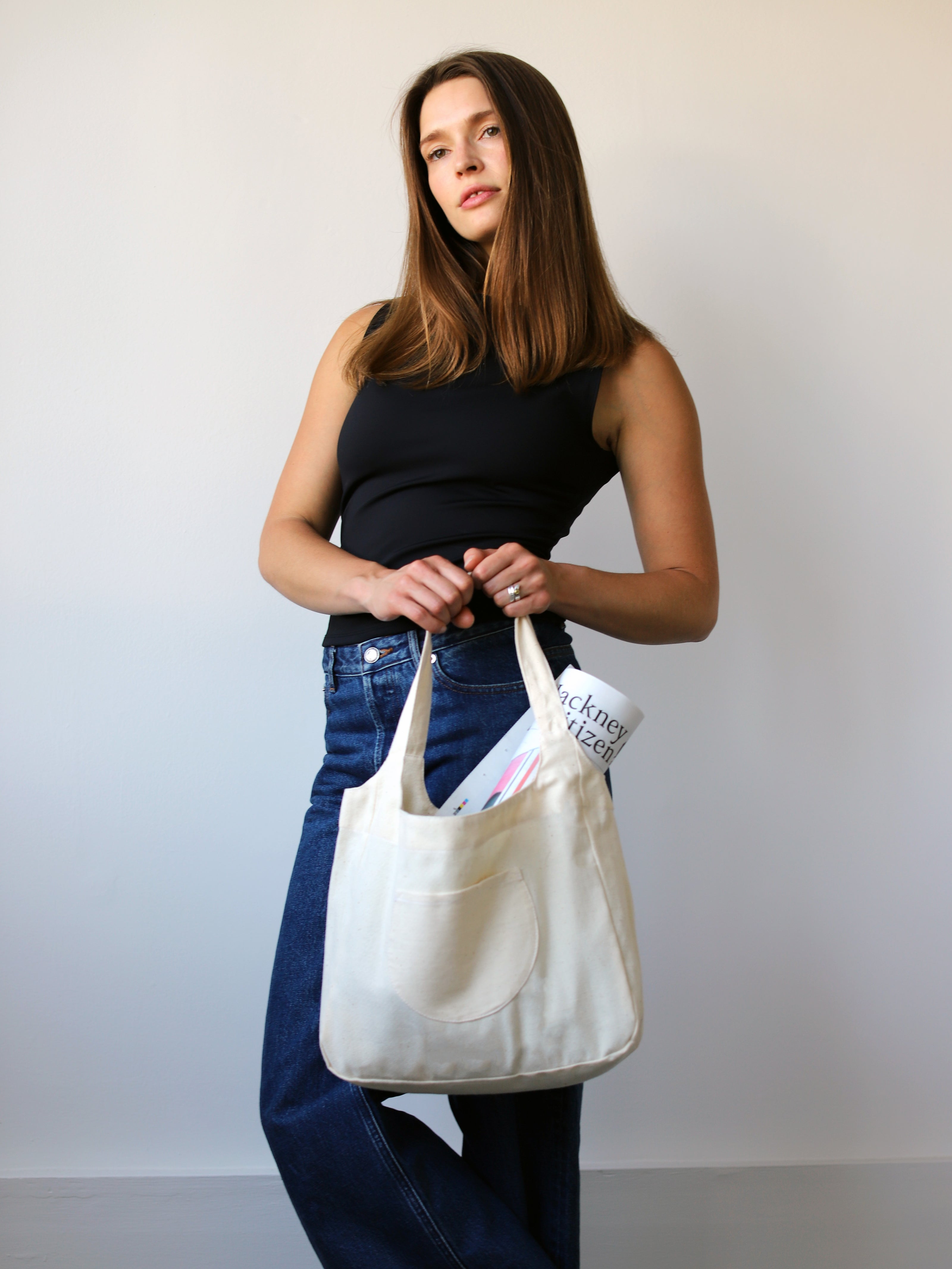 Blue Nude ~ Slow Fashion Brand - Enso Curved Tote Bag in Cream