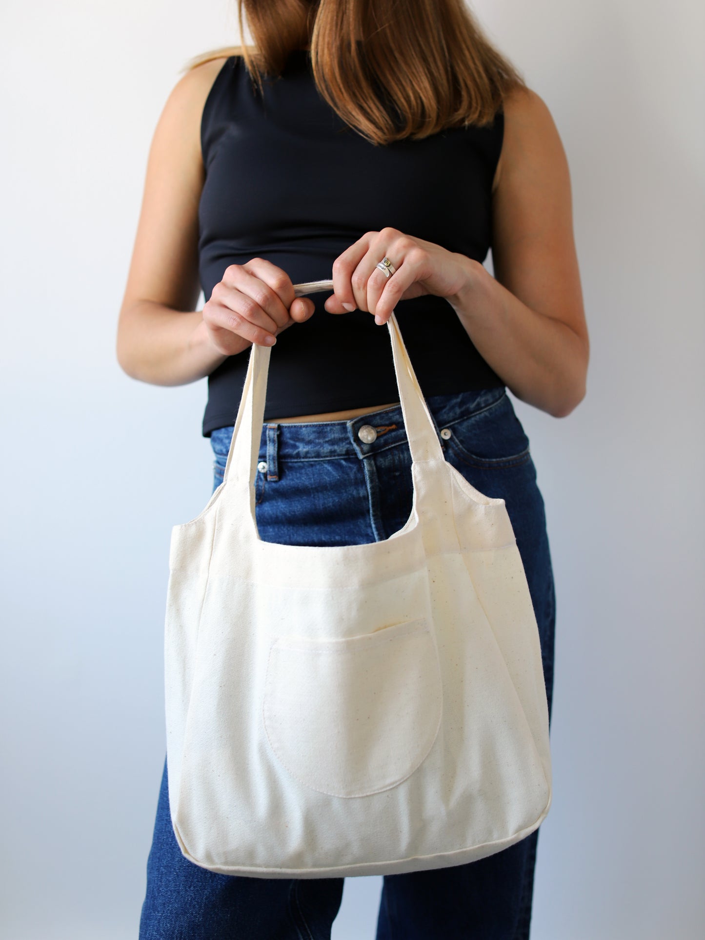 Blue Nude ~ Slow Fashion Brand - Enso Curved Tote Bag in Cream