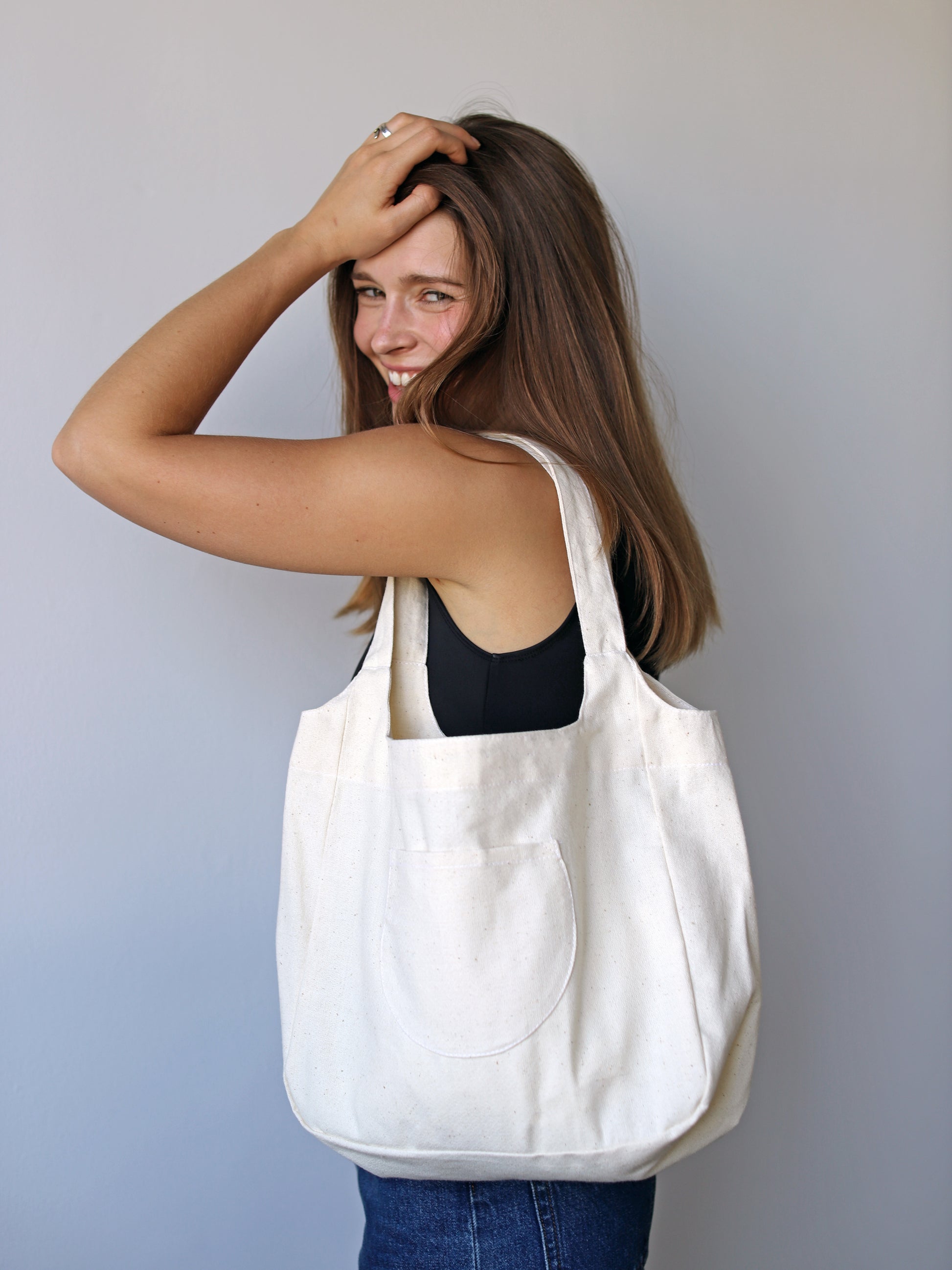 Blue Nude ~ Slow Fashion Brand - Enso Curved Tote Bag in Cream