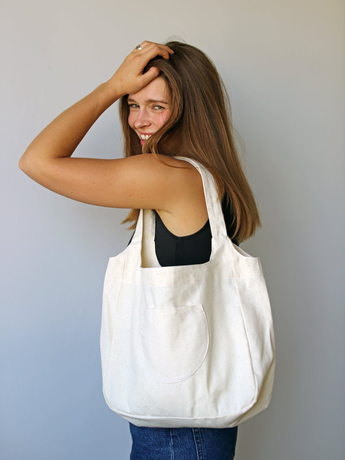 Blue Nude ~ Slow Fashion Brand - Enso Curved Tote Bag in Cream