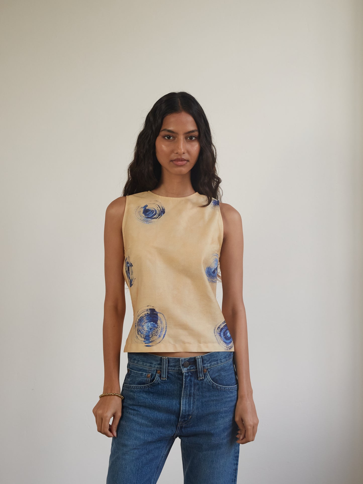 Blue Nude ~ Slow Fashion Brand - Polka Sleeveless Printed Top
