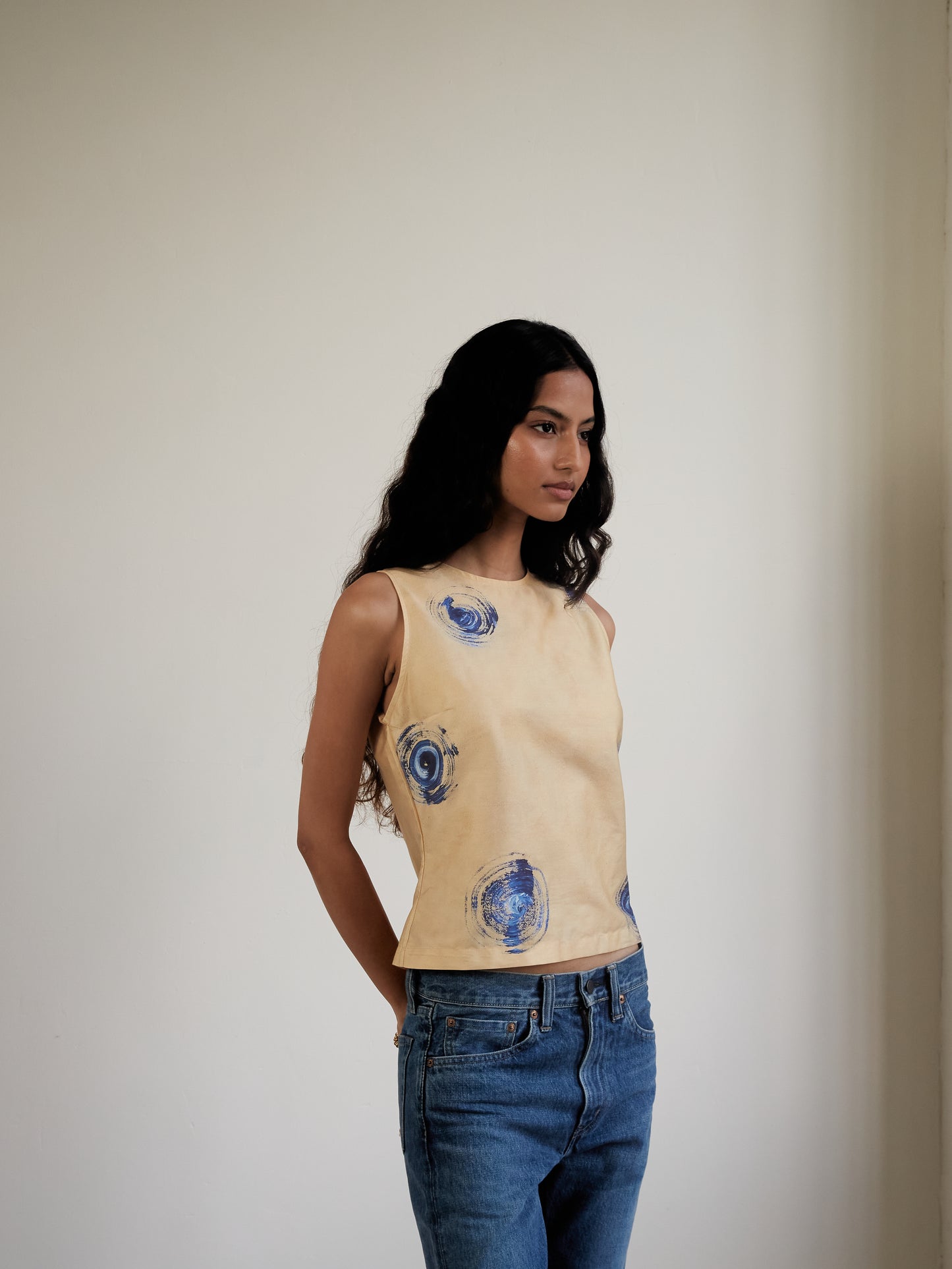 Blue Nude ~ Slow Fashion Brand - Polka Sleeveless Printed Top