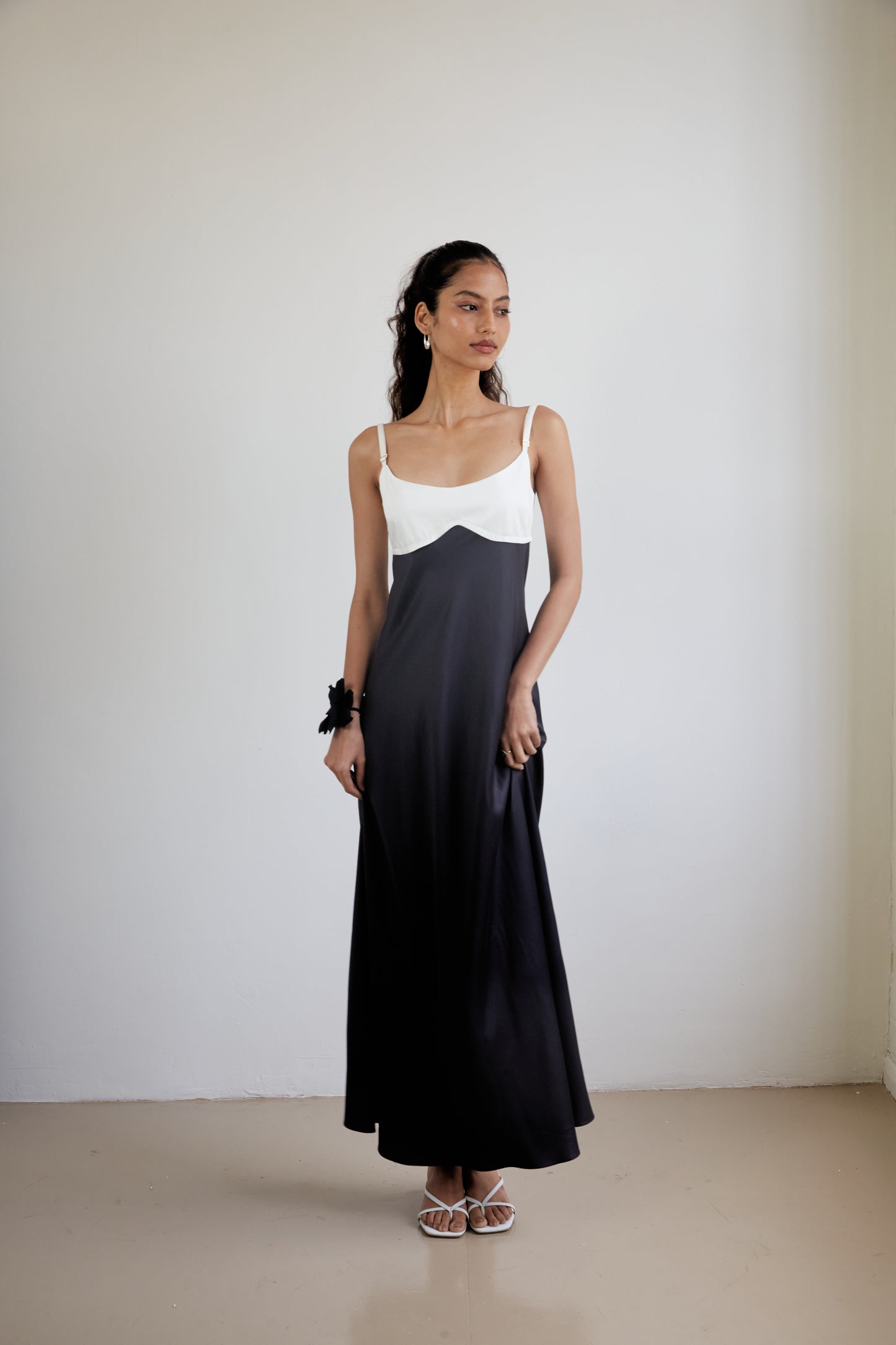 Blue Nude ~ Slow Fashion Brand - Persephone Bodice Maxi Dress in Noir/Blanc