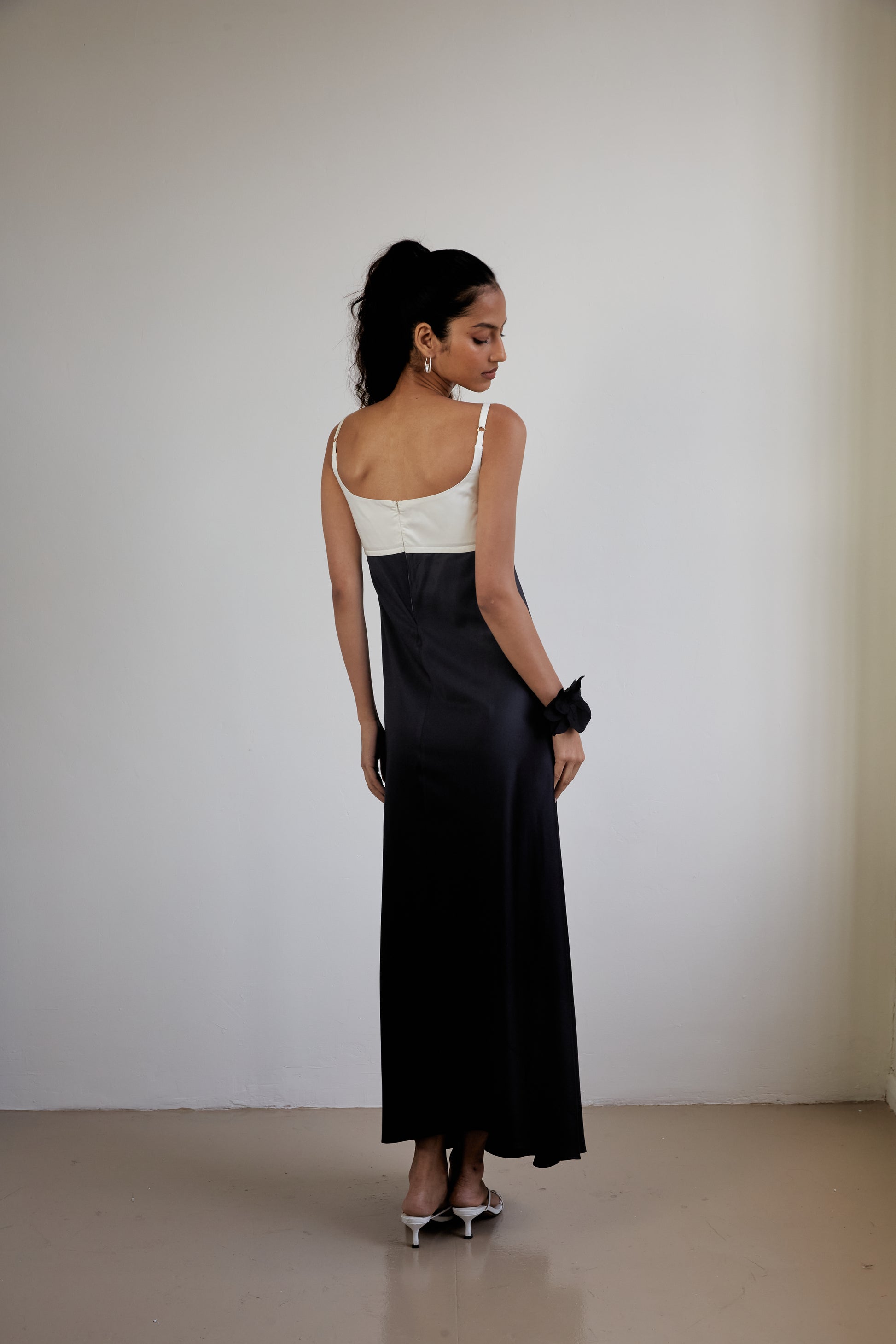 Blue Nude ~ Slow Fashion Brand - Persephone Bodice Maxi Dress in Noir/Blanc