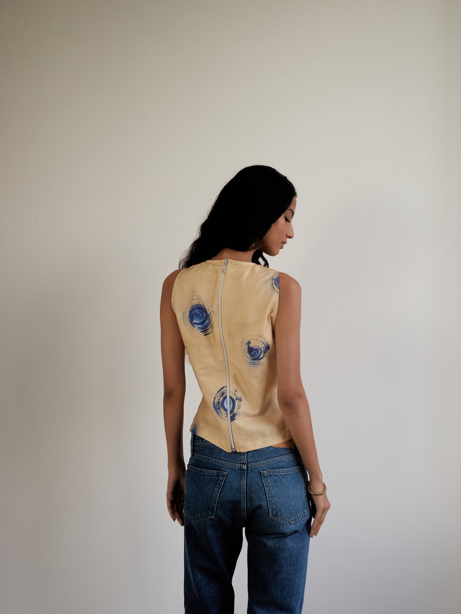 Blue Nude ~ Slow Fashion Brand - Polka Sleeveless Printed Top