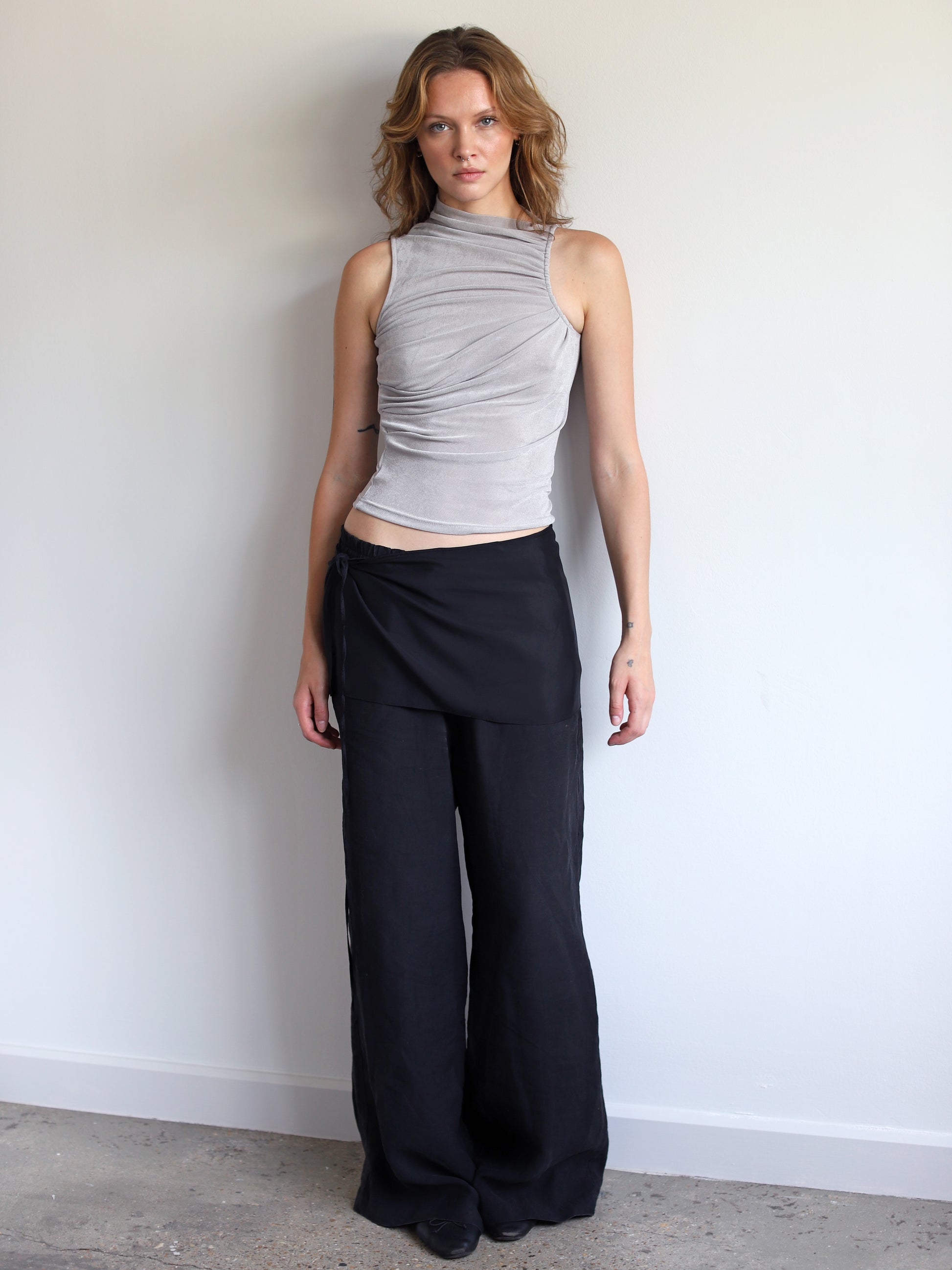 Blue Nude ~ Slow Fashion Brand - Obscura Wrap Tie Skirt in Pitch Black