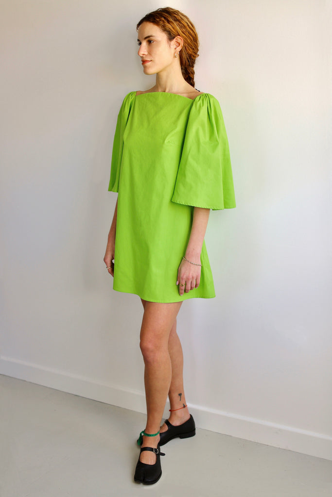 Blue Nude ~ Slow Fashion Brand - Delphine Cotton Poplin Mini Dress in Lime Green