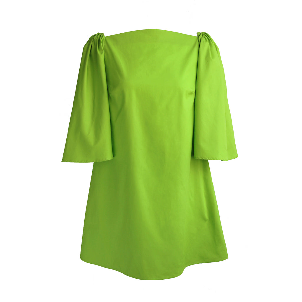 Blue Nude ~ Slow Fashion Brand - Delphine Cotton Poplin Mini Dress in Lime Green