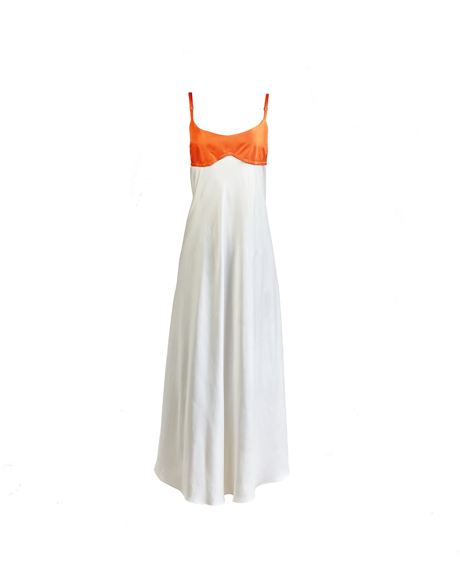 Blue Nude ~ Slow Fashion Brand - Persephone Bodice Maxi Dress in Tangerine/Off-White