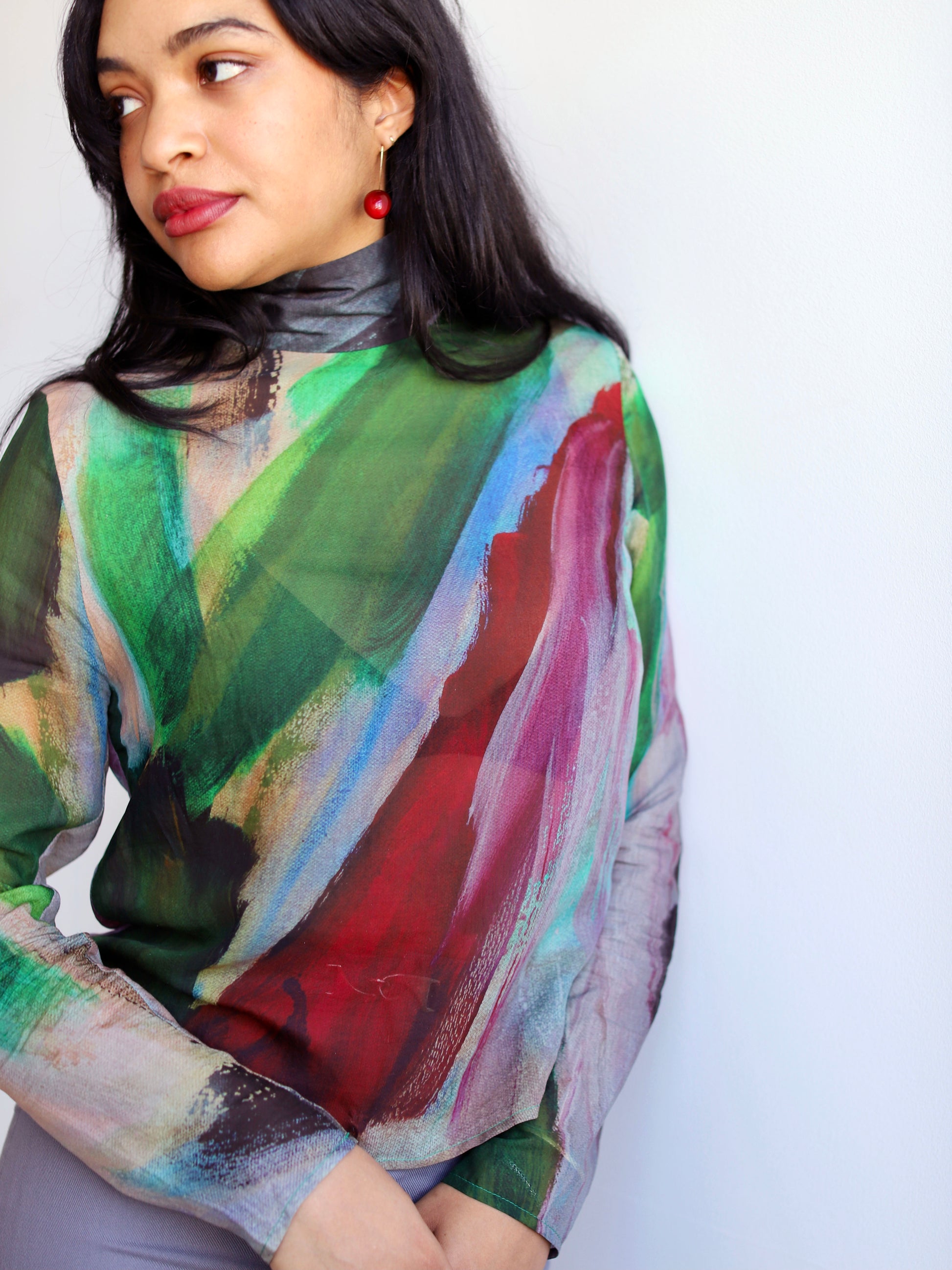 Blue Nude ~ Slow Fashion Brand - Pokhara Sheer Mock Neck Top