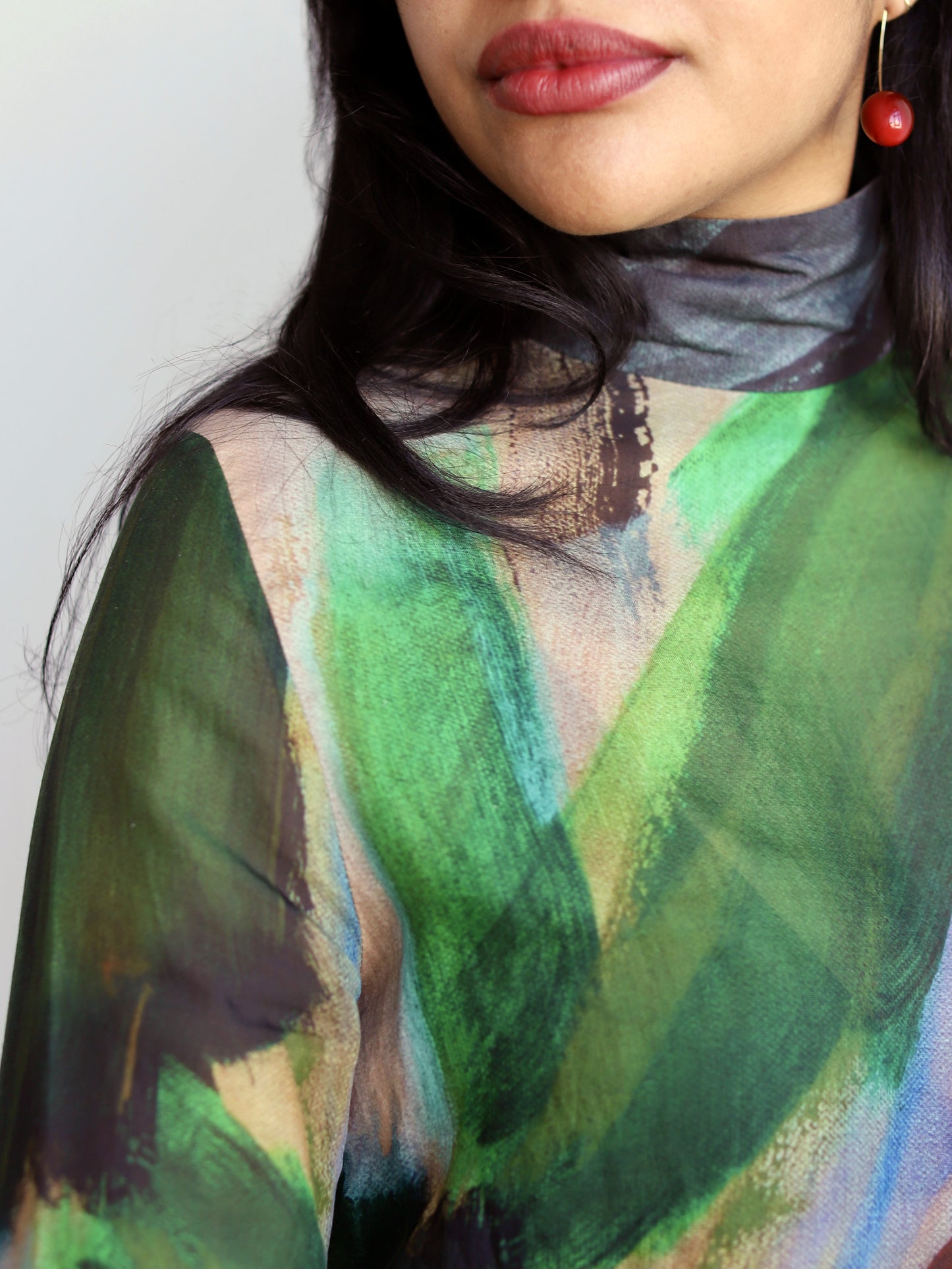 Blue Nude ~ Slow Fashion Brand - Pokhara Sheer Mock Neck Top