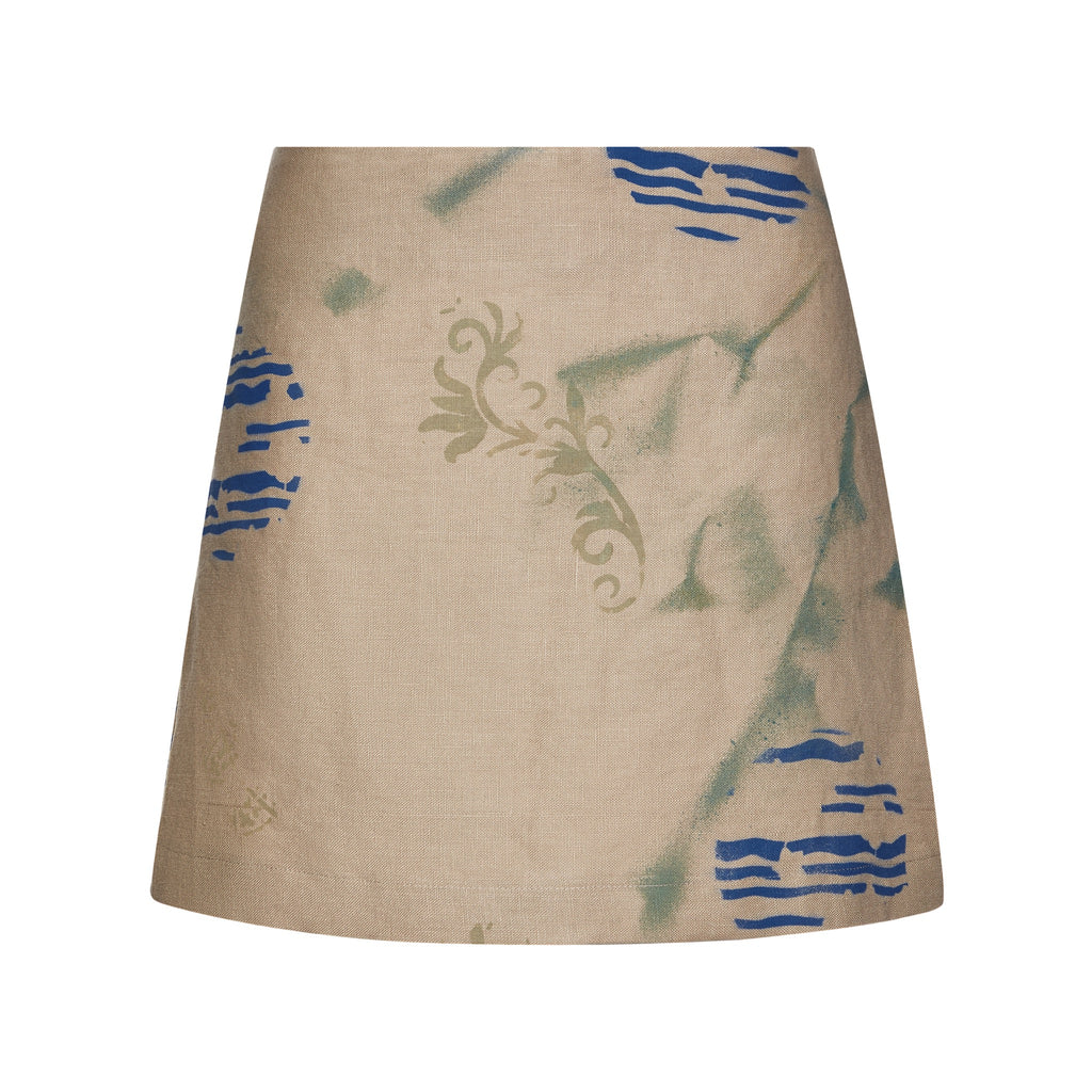 Blue Nude ~ Slow Fashion Brand - Cabane Hand-Painted Linen Miniskirt
