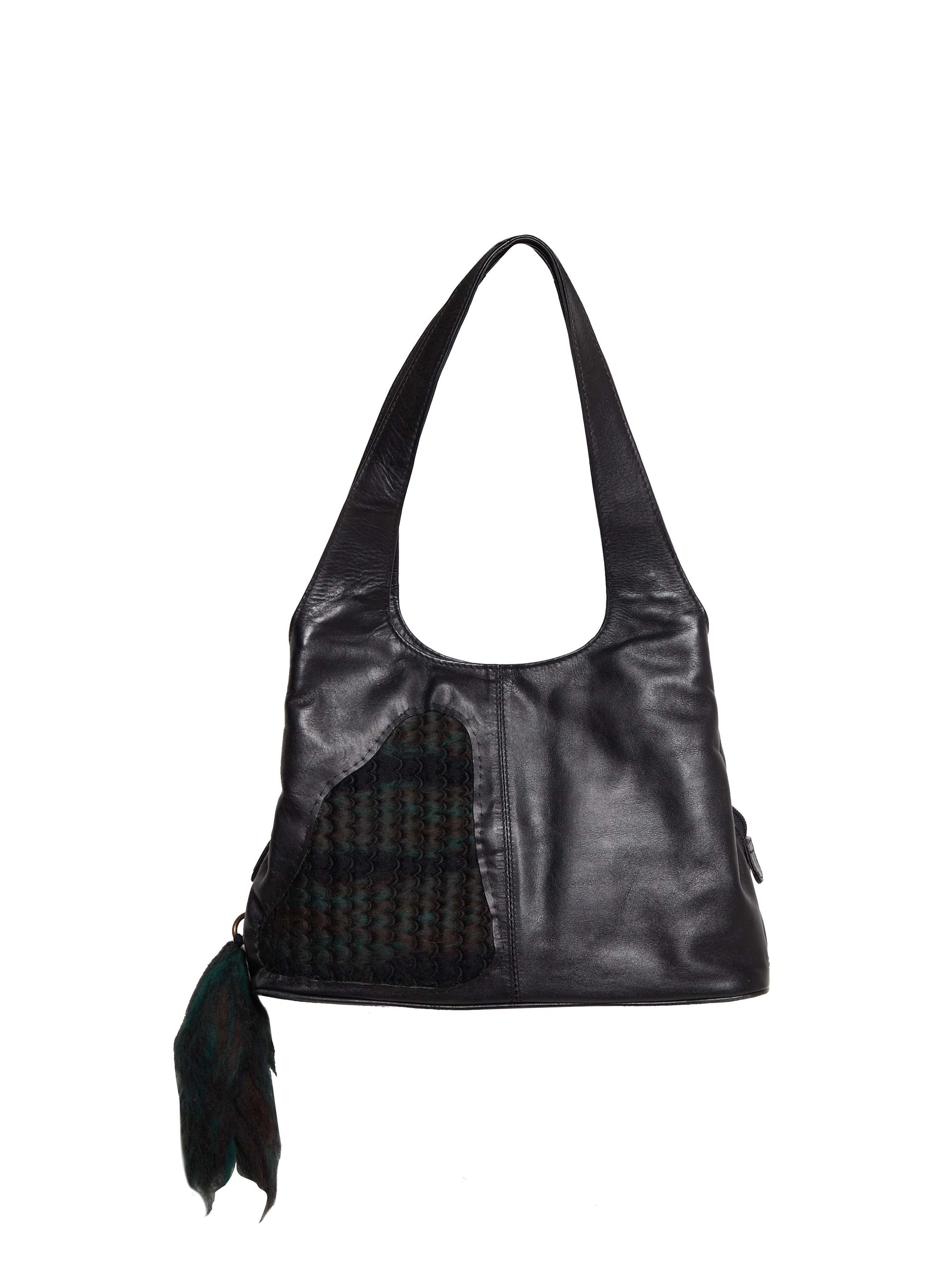 Asmun Merino Wool & Leather Upcycled Triangle Shoulder Bag