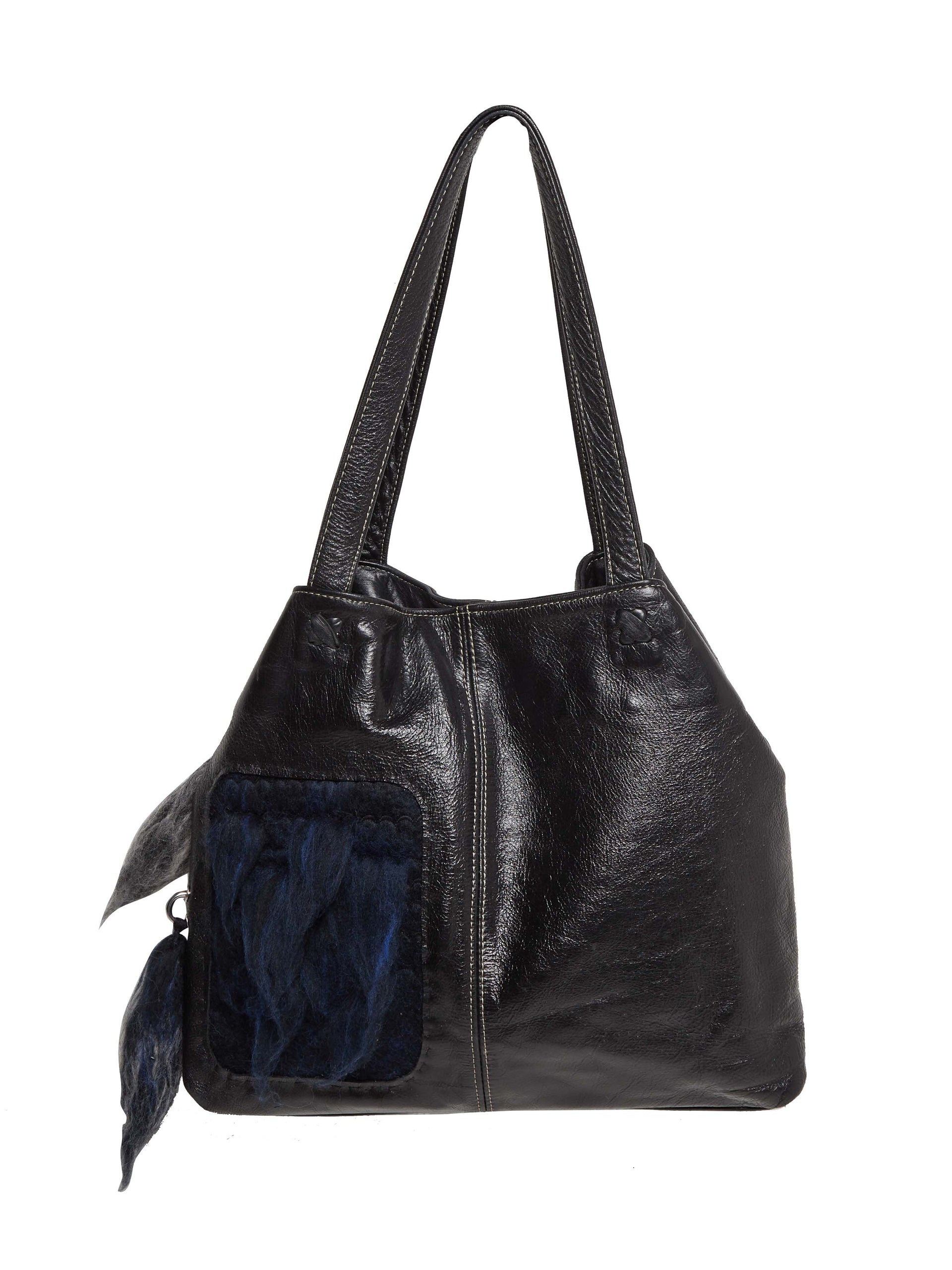 Afa Merino Wool & Leather Upcycled Triangle Shoulder Bag