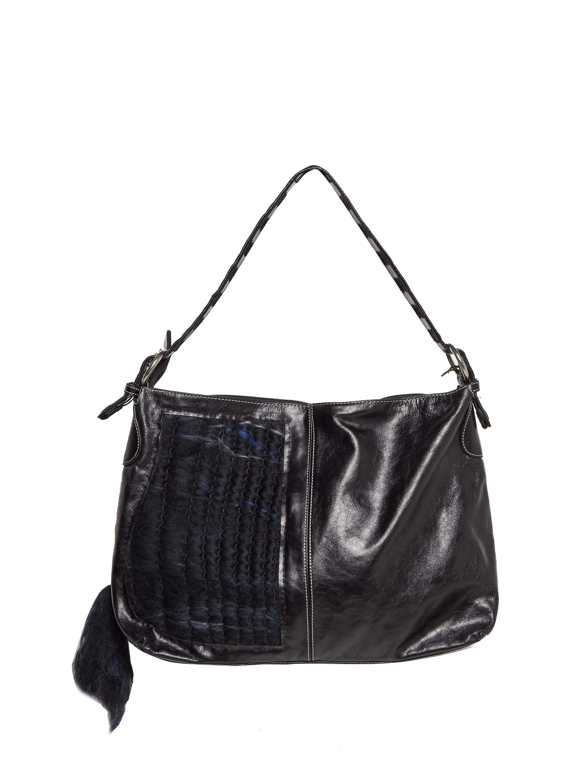 Tamot Merino Wool & Patent Leather Upcycled Shoulder Bag