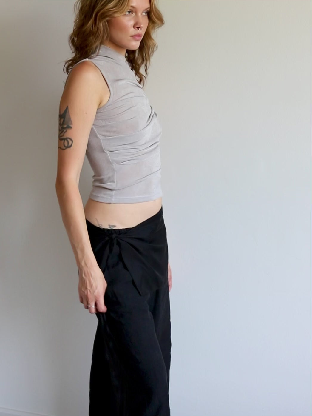 Blue Nude ~ Slow Fashion Brand - Obscura Wrap Tie Skirt in Pitch Black