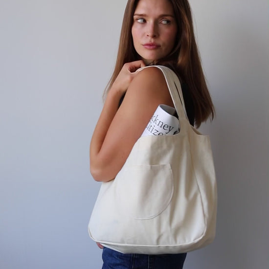 Blue Nude ~ Slow Fashion Brand - Enso Curved Tote Bag in Cream