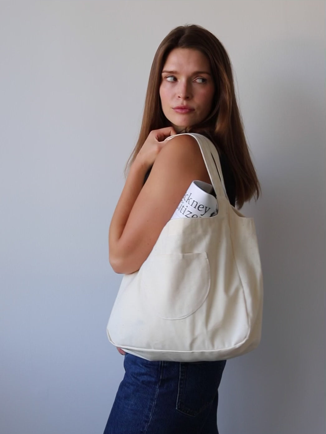 Blue Nude ~ Slow Fashion Brand - Enso Curved Tote Bag in Cream