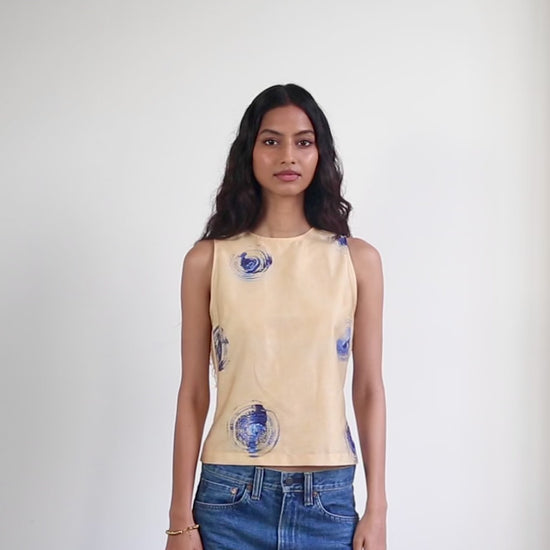 Blue Nude ~ Slow Fashion Brand - Polka Sleeveless Printed Top
