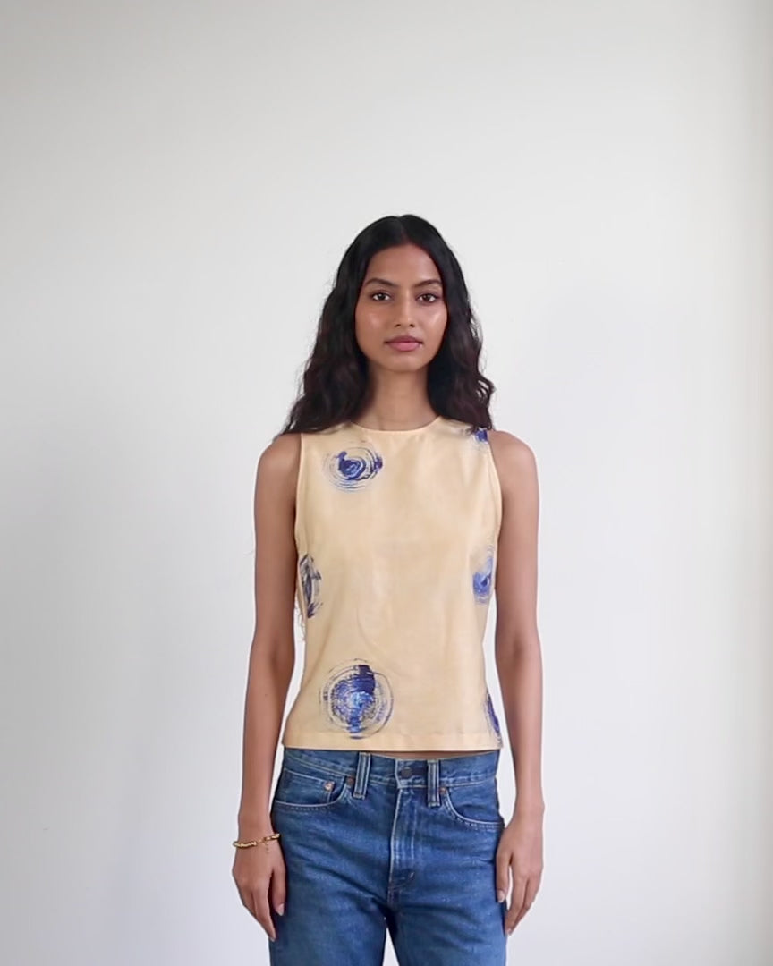 Blue Nude ~ Slow Fashion Brand - Polka Sleeveless Printed Top