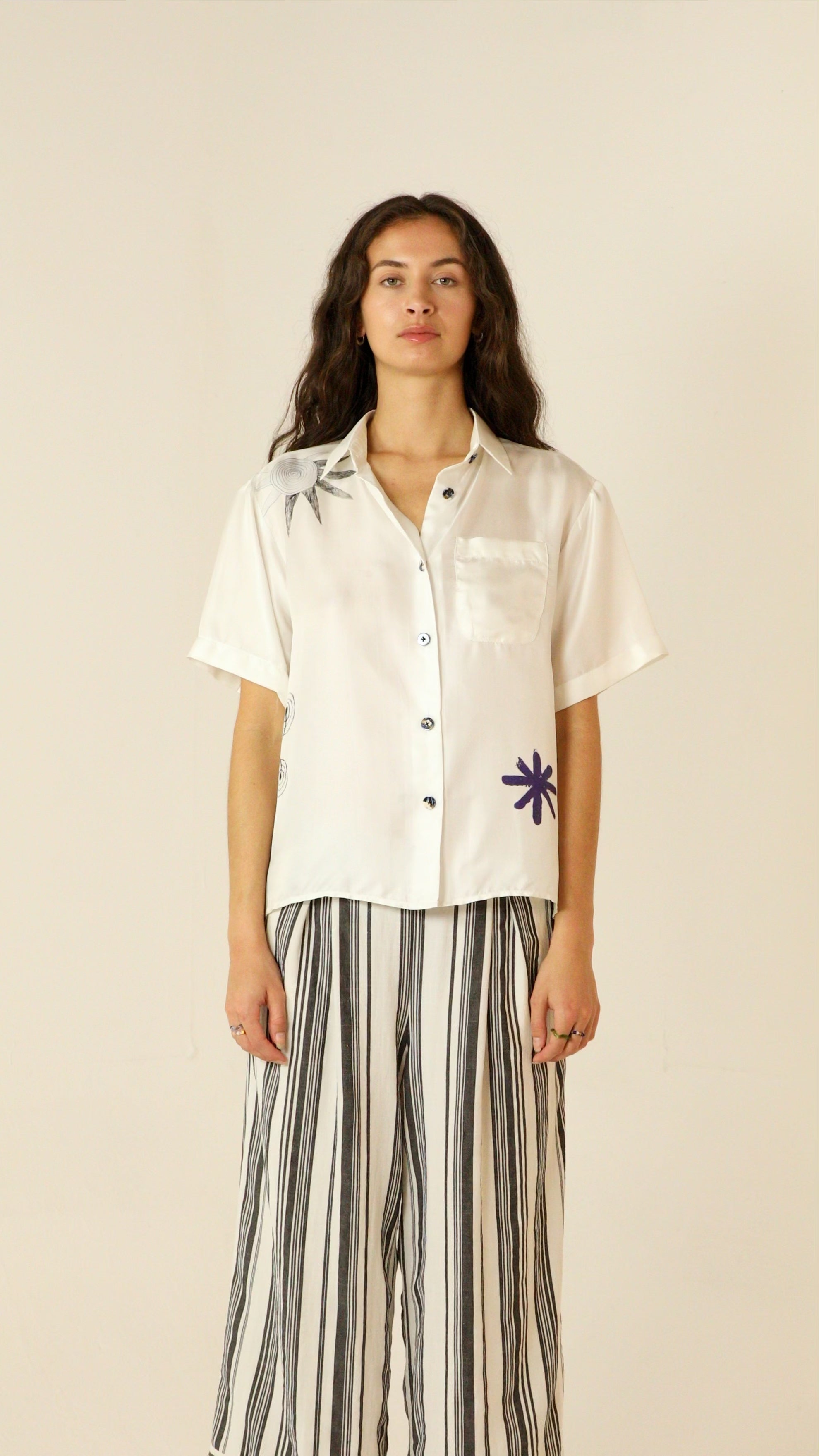 Blue Nude ~ Slow Fashion Brand - Isalos Silk Button-Up Shirt