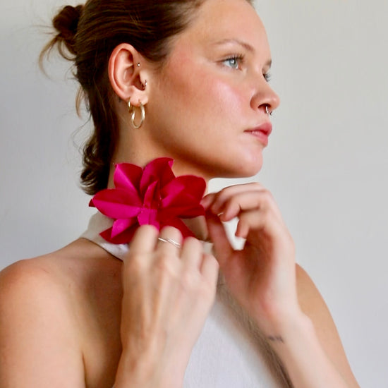 Blue Nude ~ Slow Fashion Brand - Camellia Tie Brooch in Magenta Pink