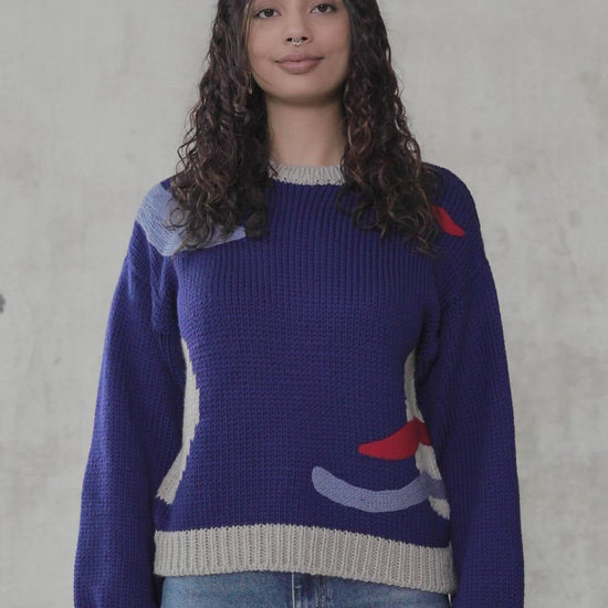 Blue Nude ~ Slow Fashion Brand - Cortes Intarsia Merino Wool Sweater