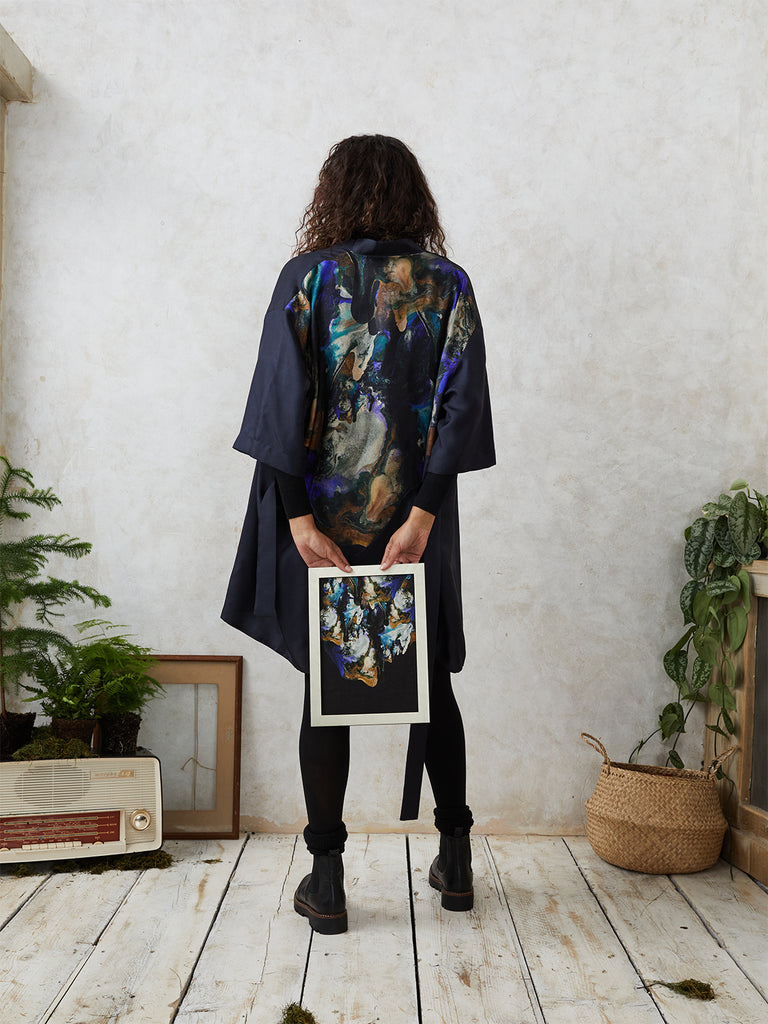 Blue Nude ~ Slow Fashion Brand - Tune In, Drip Out Fine Art Print by Jamie House and the Tantalus Silk Kimono