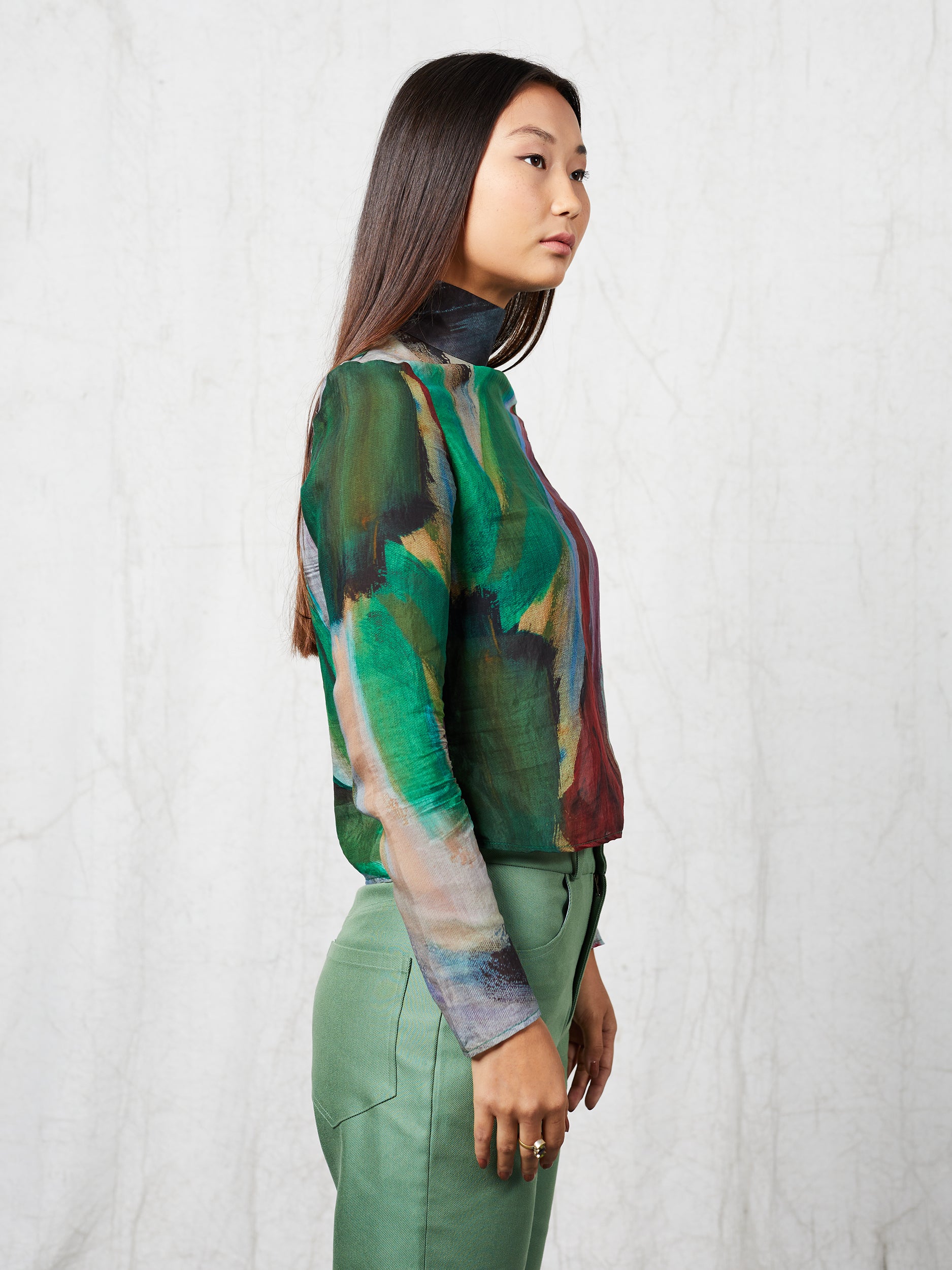 Blue Nude ~ Slow Fashion Brand - Pokhara Sheer Mock Neck Top