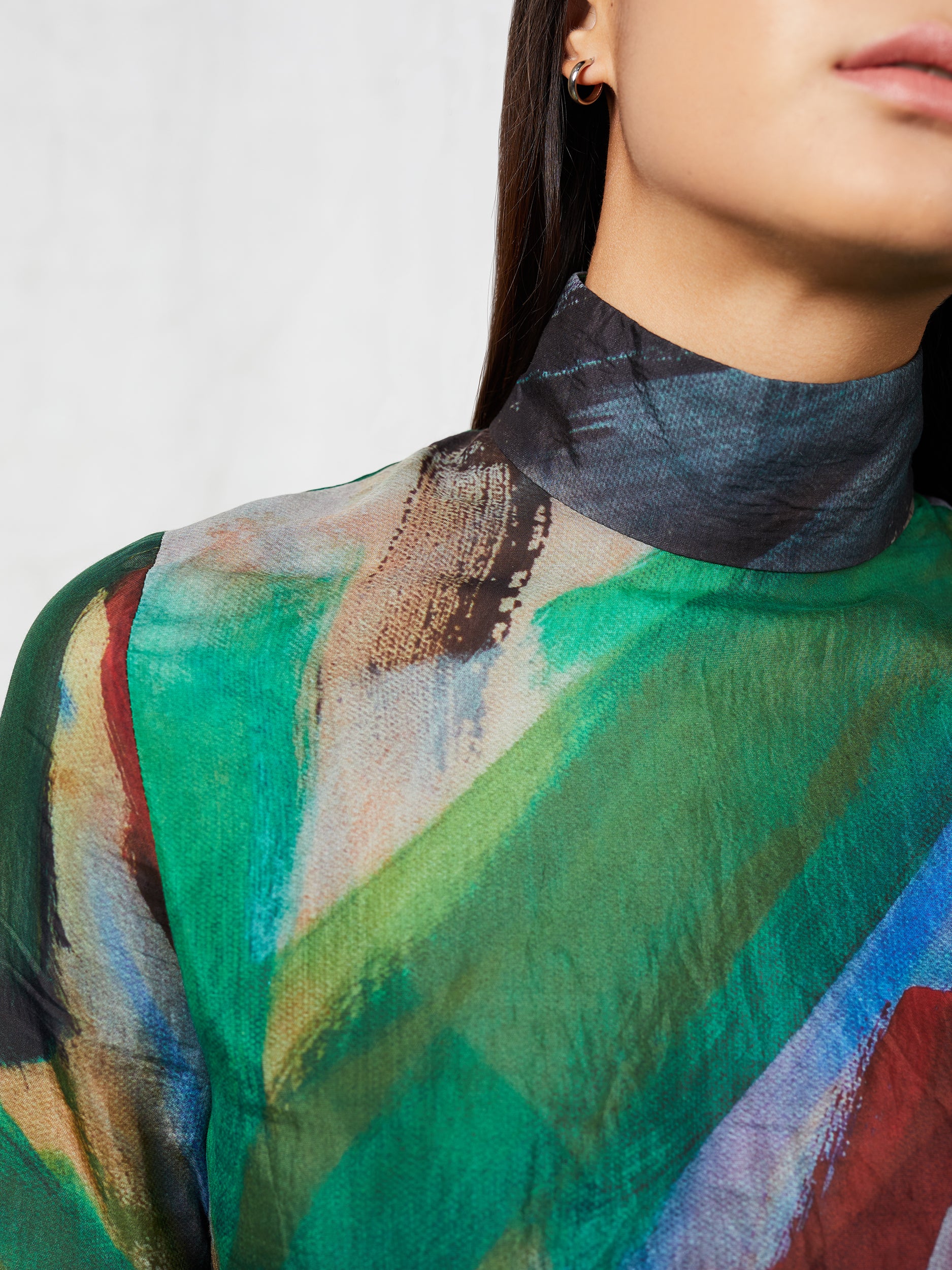 Blue Nude ~ Slow Fashion Brand - Pokhara Sheer Mock Neck Top