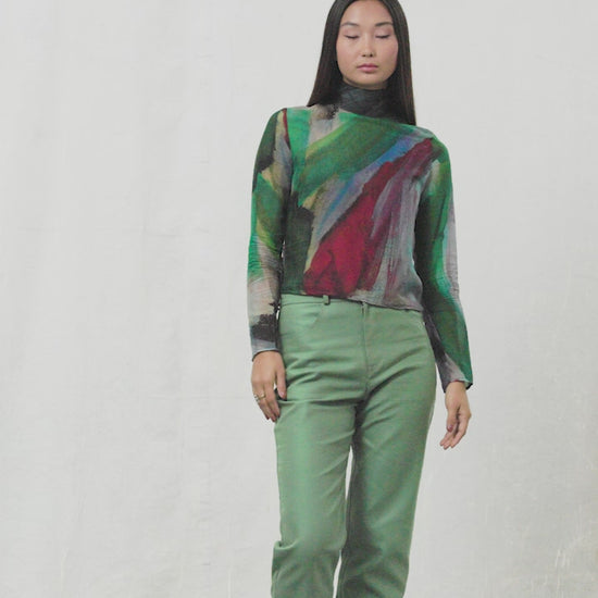 Blue Nude ~ Slow Fashion Brand - Mustang Organic Straight Leg Jeans in Mint Tea