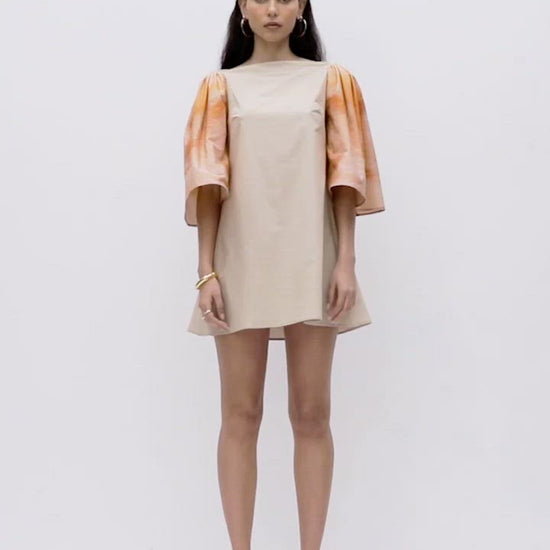 Blue Nude ~ slow fashion brand - Ocotillo cotton poplin mini dress featuring digitally printed art by MET